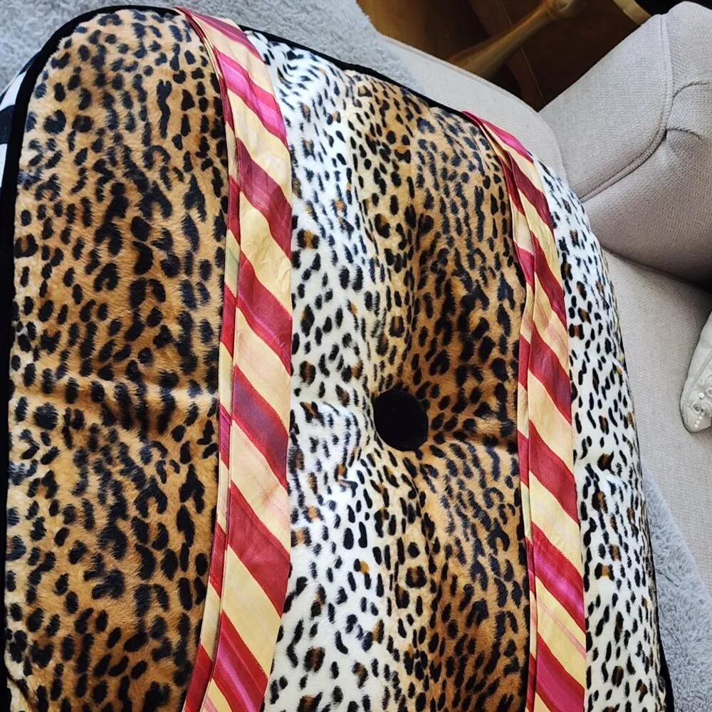 MACKENZIE CHILDS OVER-SIZE COURTLY CHECK/ANIMAL PRINT CHAIR PAD-SET OF 2